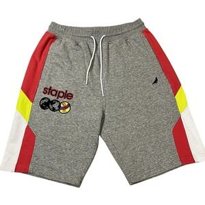 Staple Pigeon Embroidered Sweat Shorts Men's Pink Gray Size XL Streetwear